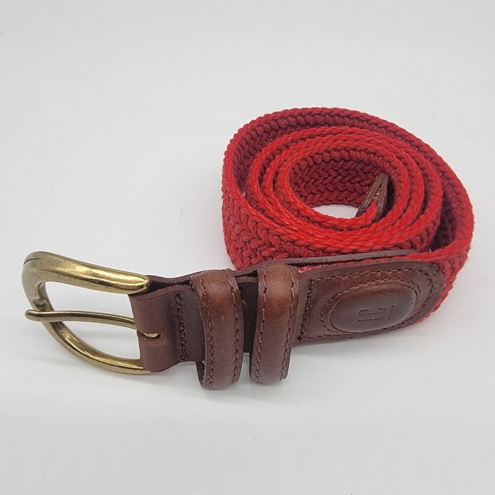 LC Lauren Conrad Woven Belt Red  Women's Gold‎ Buckle